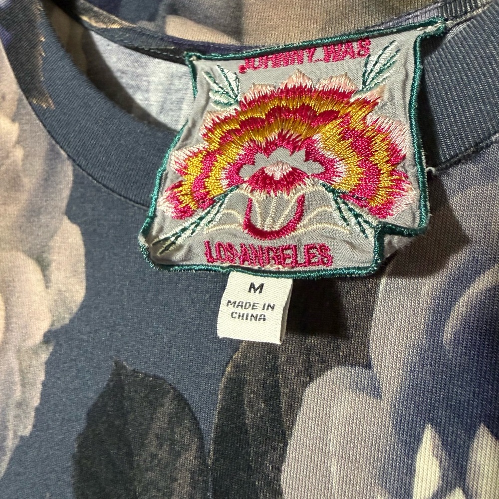 Johnny Was Grey Peony Long Sleeve Tee Dress - Picture 3 of 7